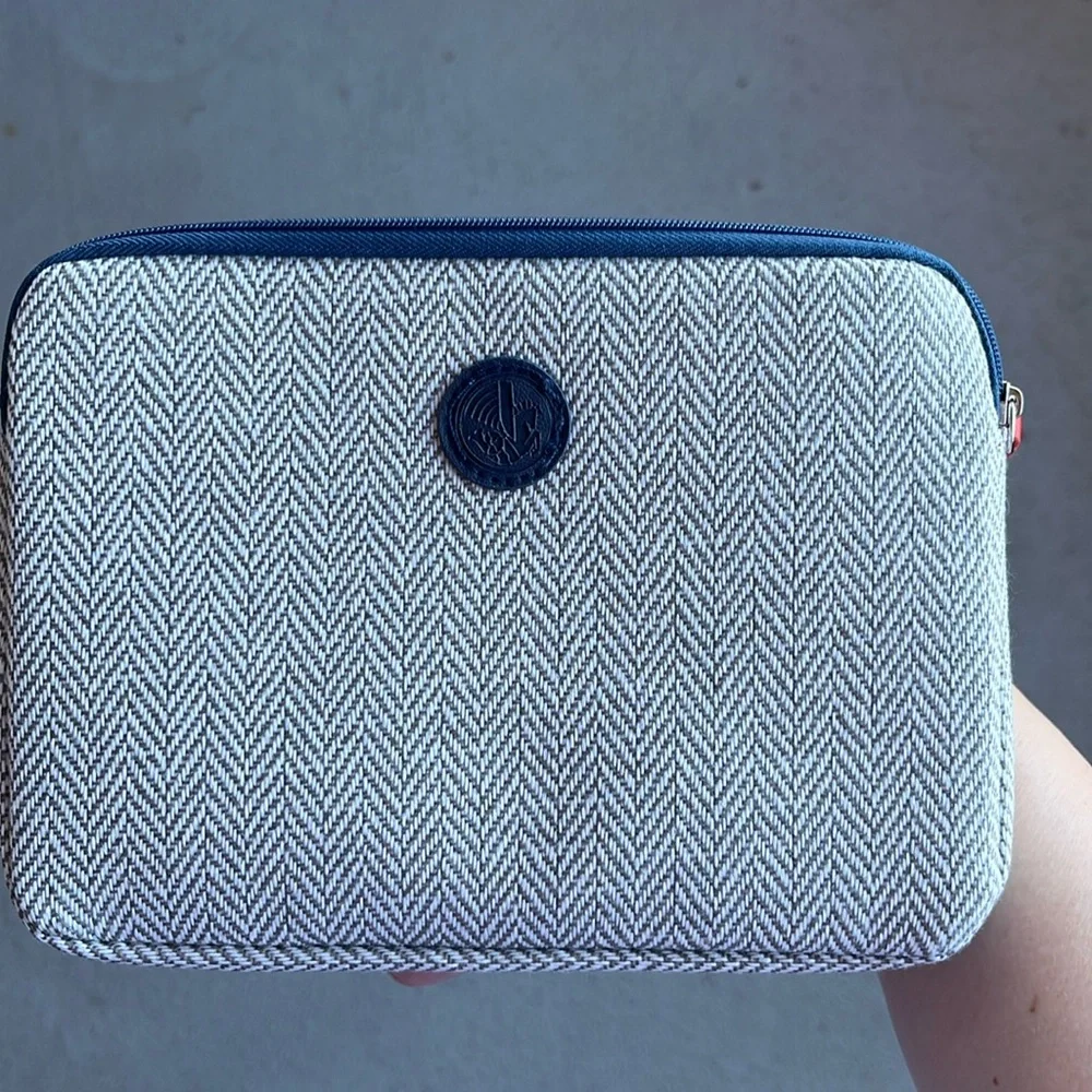 Air France Herringbone Grey Travel Zippered Cosmetic Bag Pouch